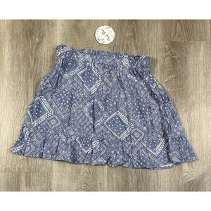 Pink rose Denim Boho Skirt Size M